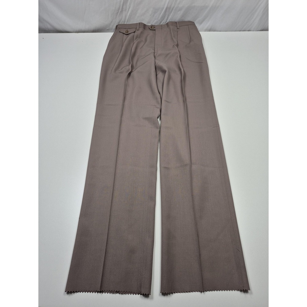 Racquet Club Dress Pants Men's 36x37 Brown Wool Blend Pleated Unhemmed USA Talon
